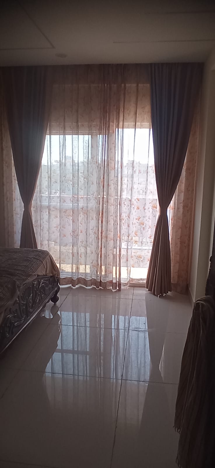 Wave pleat curtains in a contemporary Indian living room — HappyLoom work