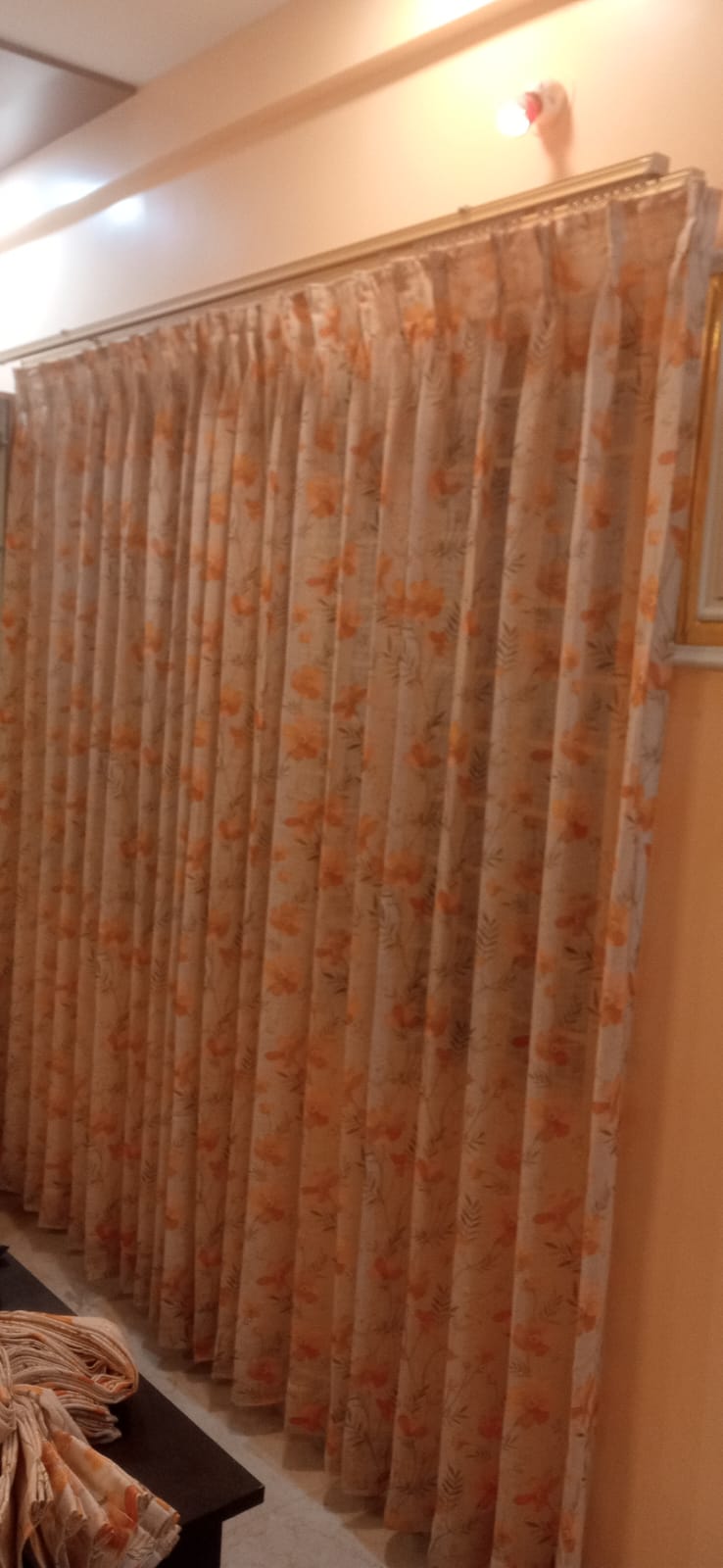 Eyelet curtains in a modern Indian bedroom — HappyLoom work sample
